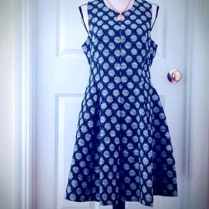 H&M Printed Jacquard Fit & Flare Dress